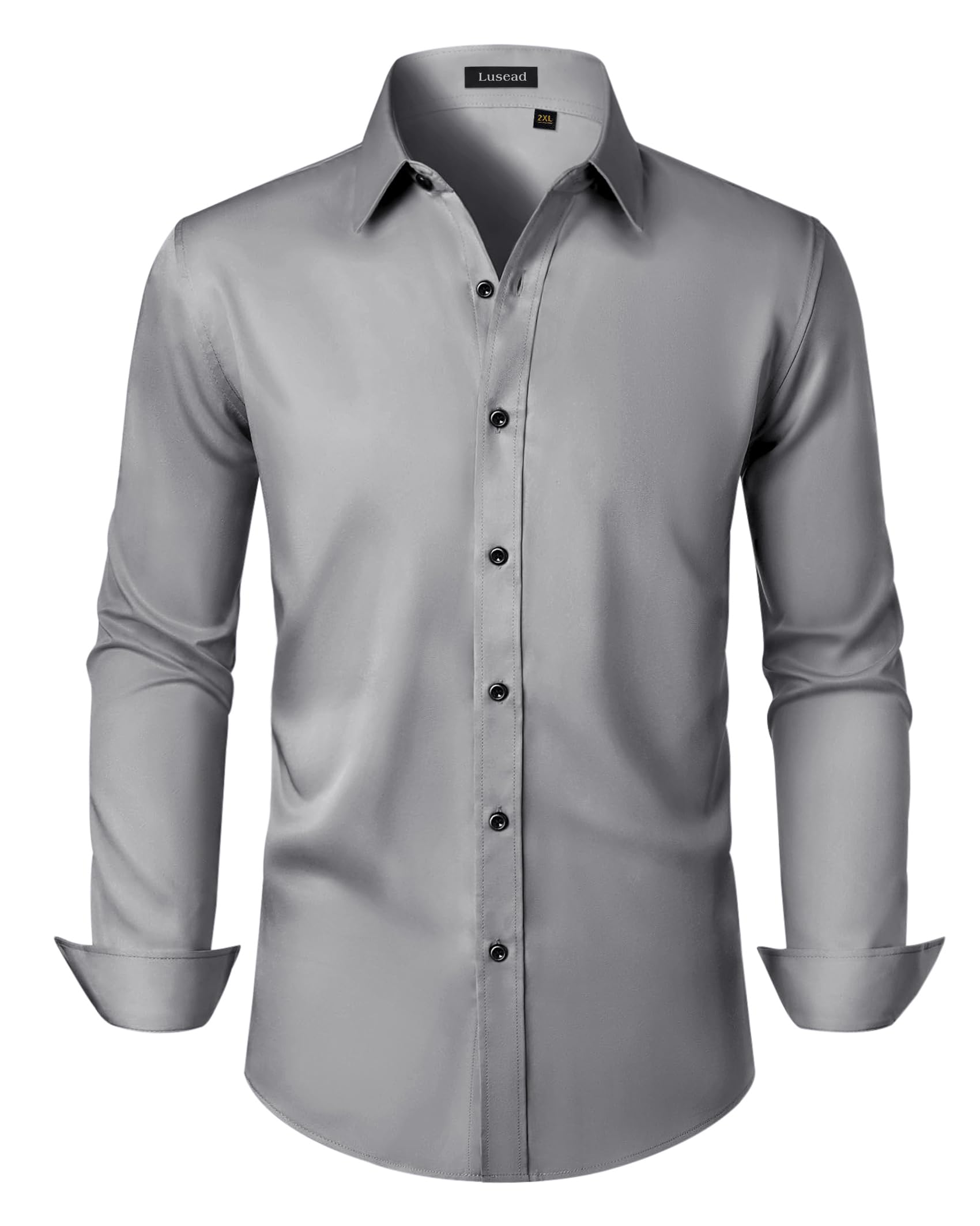 Men's Dress Shirts Long Sleeve Stretch Wrinkle Free Slim Fit Wedding Formal Button Down Shirt